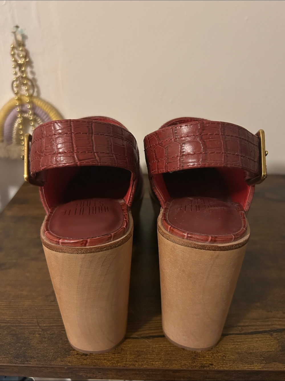 Charlotte Stone Red Croc-Embossed Slingback Clogs - Picture 5 of 7